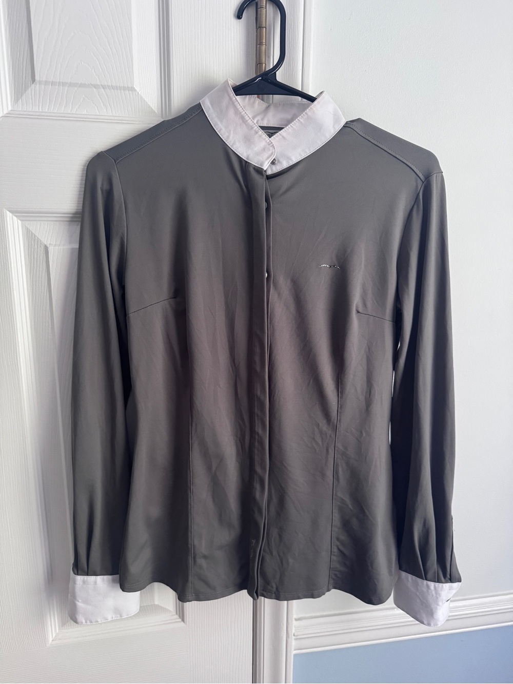 Animo Women’s Equestrian Show Shirt IT 42 Gray White Made Italy Competition